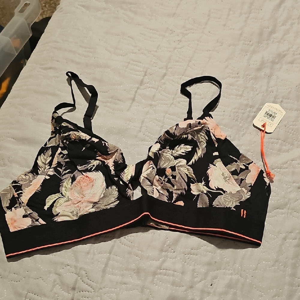 Stance Black Floral Bralette